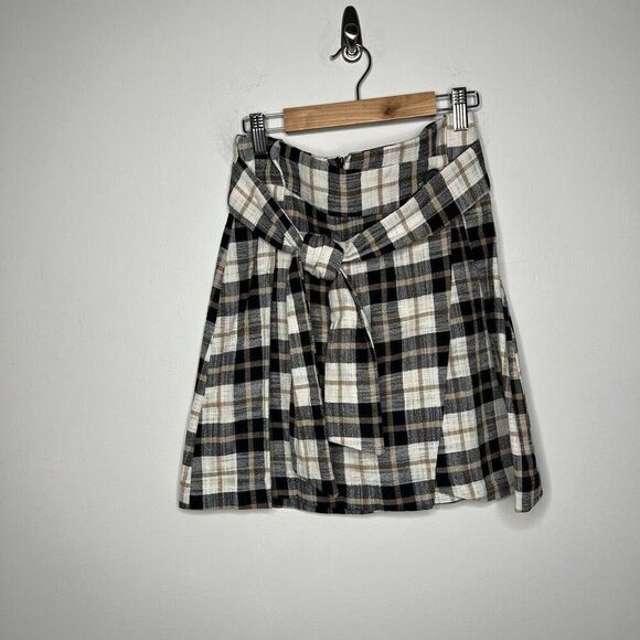 Zara Skirt Womens Small Plaid Pleated Academia School Girl Preppy‎ Retro Tie - Picture 5 of 10